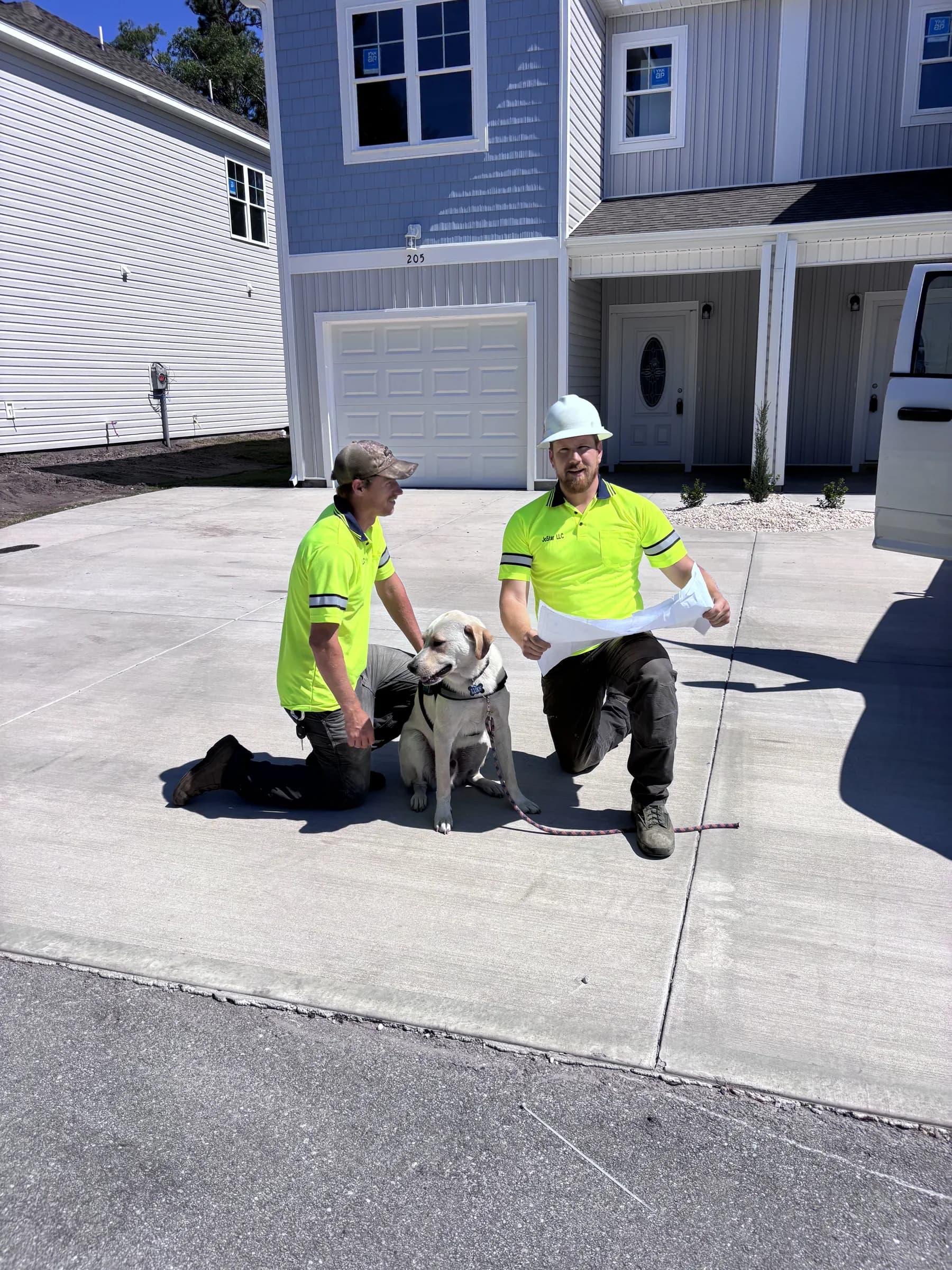 Truck and crew at the site entrance